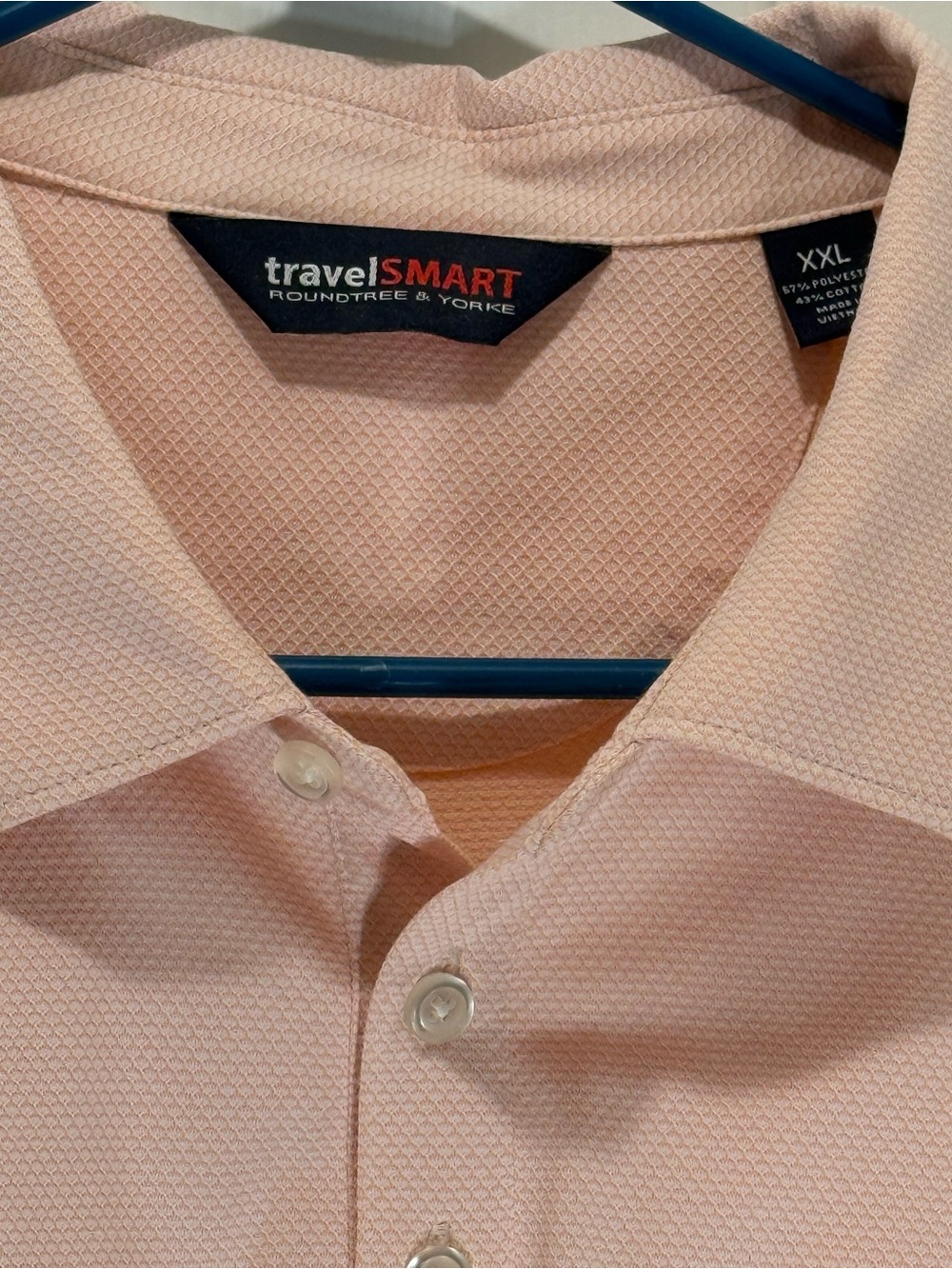 Roundtree & Yorke Men’s Travel SMART Light Pink Textured Dress Shirt - XXL